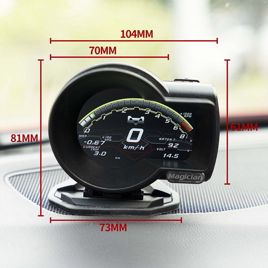 Car Gauge OBD2 Multi-Function Magician F835: Water Temp, Turbo
