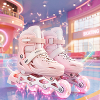Patins à roulettes ajustables pour filles débutantes, patins à roulettes mignons de couleur rose et violet pour la pratique du patinage en plein air