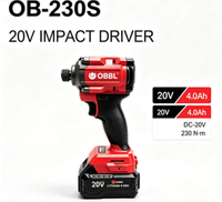 Visseuse à chocs sans fil 20V 230N.M 1/4" Hex Brushless avec batterie 4.0Ah pour la construction, le travail du bois et le travail des métaux