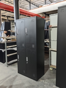 Factory Customized 4 Door Steel <b>Locker</b> Kd Structure <b>Metal</b> Clothes Storage Closet Steel Wardrobe with Adjustable Shelves - Product Image 2