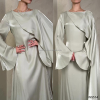 Robe de soirée Abaya modeste en organza brillant, coupe droite, taille naturelle, couleur unie, pour l'été, pour femmes musulmanes, tenue de fête, vente en gros
