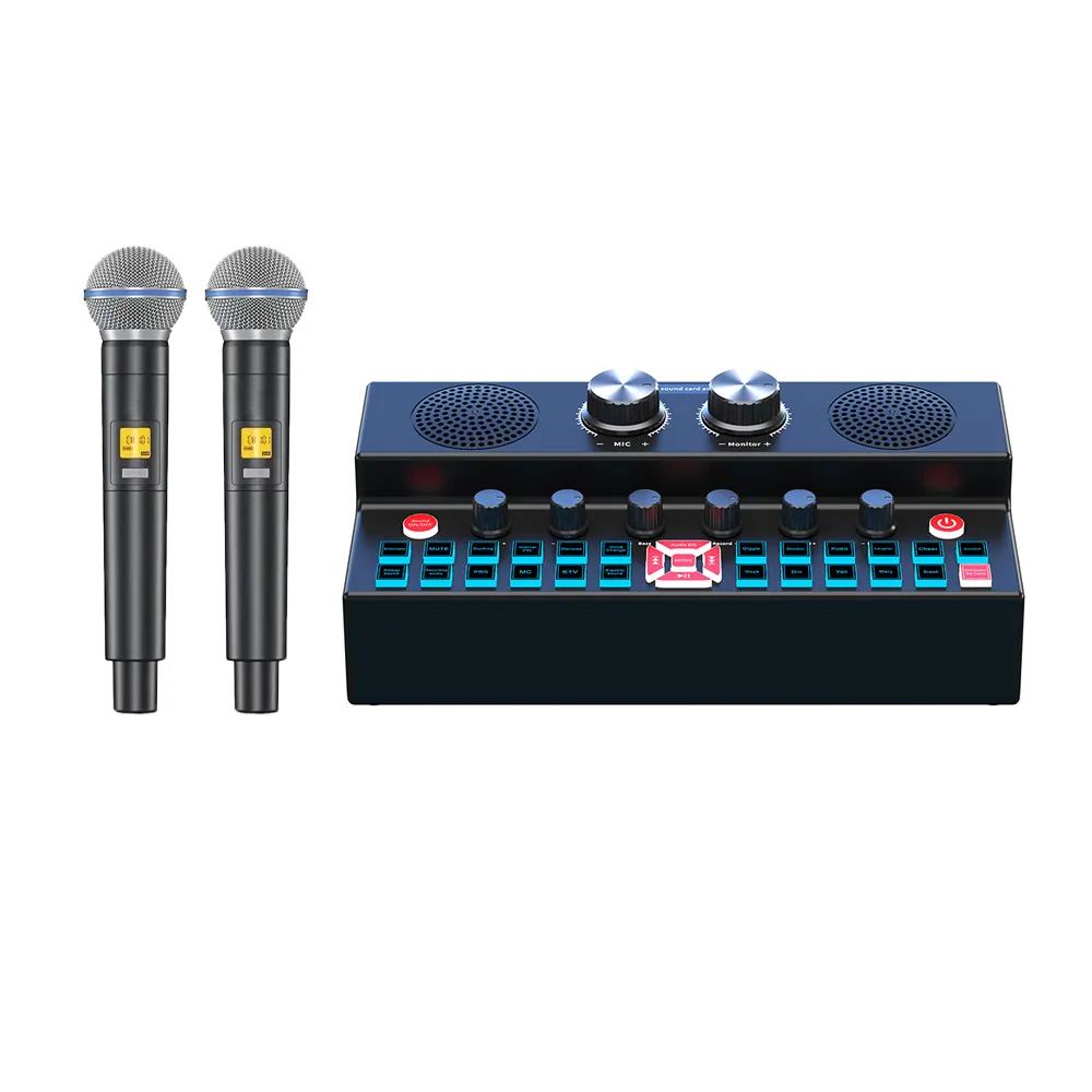 Студийное оборудование для записи музыкальный полный домашний KTV Универсальный Караоке динамический двойной беспроводной микрофон со звуковой картой динамик