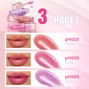 Huile repulpante pour les lèvres végane longue durée avec grand applicateur, base de maquillage hydratante et changeante de couleur, avec pochette en PU - Product Image 3