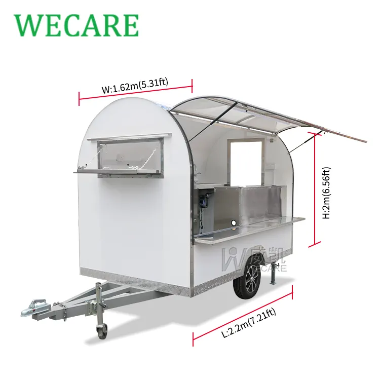 Wecare fabrika çıkış fiyatı gıda römork dondurma arabası seyyar gıda tezgahı ile satılık DOT/EEC