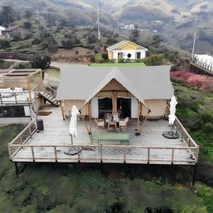 Tente de safari de luxe à deux chambres, toile Oxford imperméable, élégante pour hôtel en plein air, glamping, résistante aux intempéries - Product Image 1