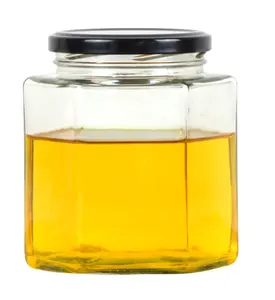 고품질 육각형 유리제 꿀 병 유리제 잼 저장 단지 병