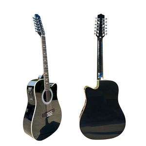 Chitarre Elettroacustiche a 12 Corde di Marca Boult, Fatte a Mano, Colore Nero Lucido con Pickup 7545 - Product Image 1