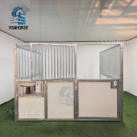 Écurie Temporaire Portable Étanche et Légère pour Chevaux avec Toit en Tissu Vinyle et Structure en Acier