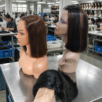 Perruque Bob en Cheveux Humains Brésiliens Bruts, Sans Colle, Lace Front, Double Drawn, Cuticules Alignées, Courte, Blonde Rougeâtre, Vente en Gros