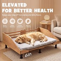 Base de lit orthopédique pour animaux de compagnie en bambou BH, cadre de lit surélevé réglable pour chien avec support robuste pour le repos