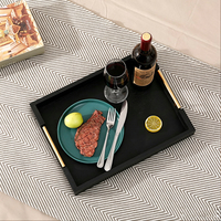 Plateau de service rectangulaire en bois de grande taille, fait main, durable et décoratif pour la maison moderne, idéal pour le Ramadan, Noël et Pâques