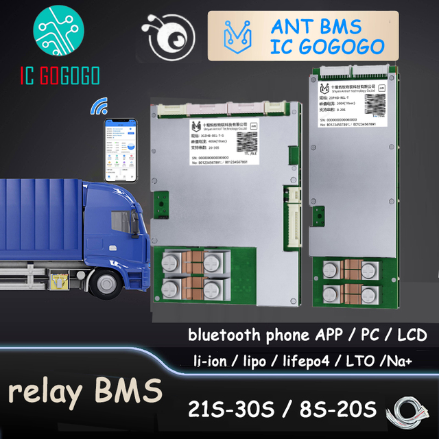 Relay Solution Ant BMS Smart Bluetooth 21S to 30S 8S - 20S Lithium Battery Protection Board 400A 500A 48V 72V 96V 126V Balance