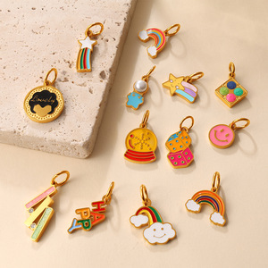 Breloques mignonnes en alliage de zinc, motif cœur souriant arc-en-ciel, accessoires de bijoux DIY, cadeau unisexe - Product Image 3