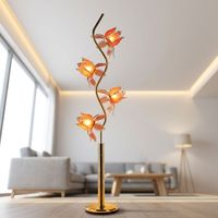 Lampe de sol moderne en verre flexible en forme de lotus, lampe sur pied réglable DIY avec ampoule LED DC E26, abat-jour en verre flexible en forme de fleur, décoration