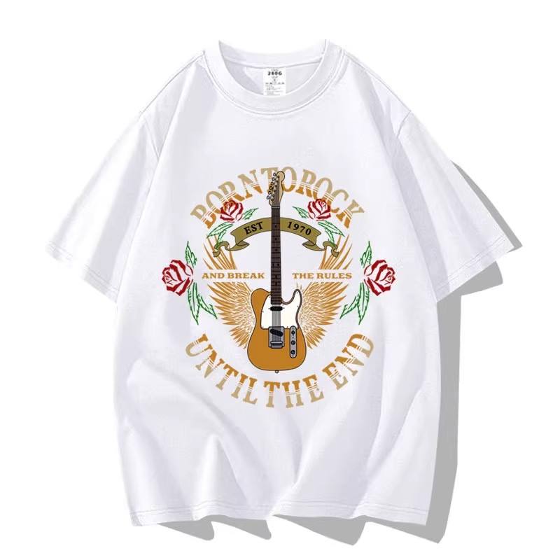 White Funny Guitar Graphic Tee Shirt 3