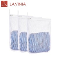 Panier de rangement suspendu en maille 100 % polyester Lavinia, durable et pliable, pour vêtements, sacs à linge en nid d'abeille, salle de bain, armoire