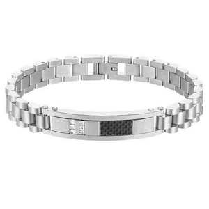 Correa de Reloj de Acero Inoxidable con Fibra de Carbono y Diamantes, 10 mm, Cierre Desplegable, Correa de Joyería de Lujo, Acero Dorado y Negro - Product Image 5