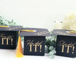 Pafu Cajas de regalo para fiesta de graduación Decoración de mesa Ella lo hizo Regalo de graduación y cajas de dinero con borla - Product Image 2