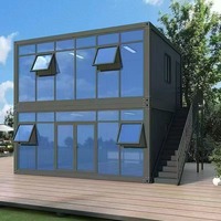 Maison mobile de luxe en acier à double couche en gros, style villa duplex, hôtel préfabriqué modulaire, maison, véranda, bureau