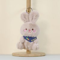 En gros, Porte-clés pendentif en peluche lapin mignon avec écharpe de dessin animé, mini jouet en peluche, décoration de sac