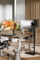 Support d'écran de bureau en acier laminé à froid noir de 43 pouces, rotation à 360 degrés, rotation horizontale et verticale de l'écran, 45 en stock