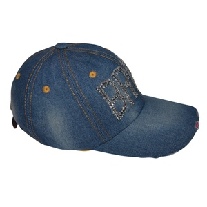 Bling Sporty 5-Panel Baseball <b>Cap</b> for <b>Women</b> & Girls Custom Logo Rhinestone Embellished Distressed Denim Casual Gift - Product Image 3
