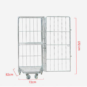 उच्च गुणवत्ता वाले स्टील गैल्वनीकरण 4 तरफ 4 दरवाजे वाले वेयरहाउस रोल कंटेनर केज ट्रॉली - Product Image 6