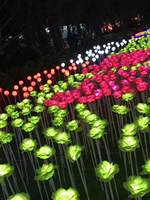 Lampu LED Mawar dengan Tiang Tanam untuk Festival Cahaya, Taman, Lapangan, Pusat Perbelanjaan, Dekorasi Taman Bunga & Rumput, Pencahayaan Acara