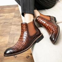 Bottes Chelsea en Cuir Véritable à Motif Vintage de Luxe 2026 pour Hommes – Bottines Plates de Marque Tendance pour Homme