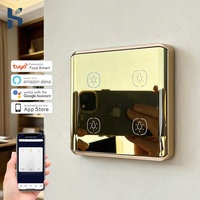 Interrupteur mural tactile intelligent Zigbee 3.0 EU UK, 4 boutons, panneau en verre incurvé, contrôle via l'application Smart Life, 10A
