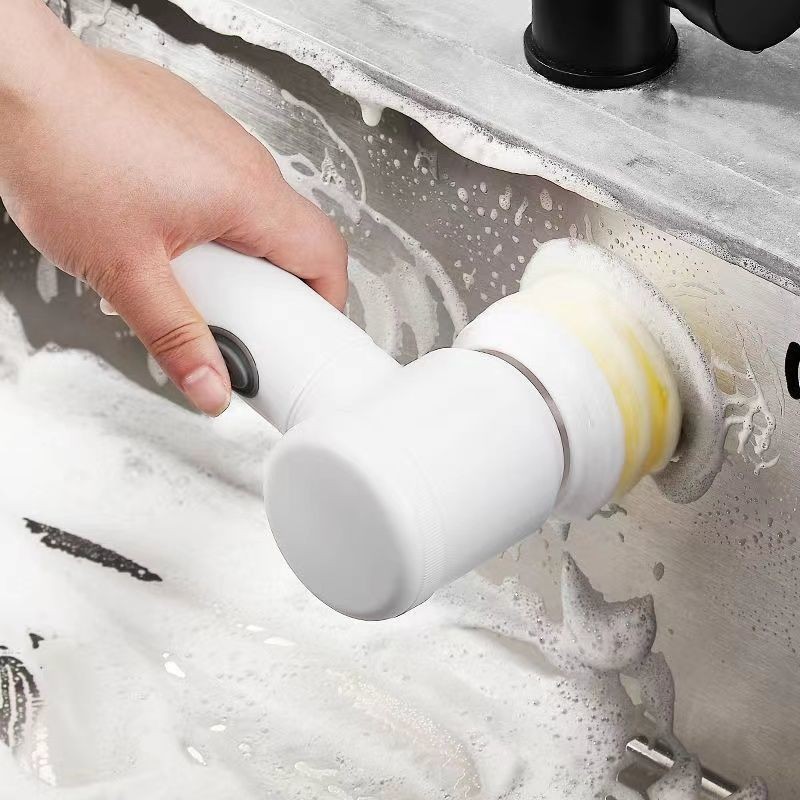 Manual Bath Brush Kitchen Sink and Bathroom Sink 3 Brushes Head Efficient Toilet Cleaning Electric Bathtub Turbo Scrub Tool Set