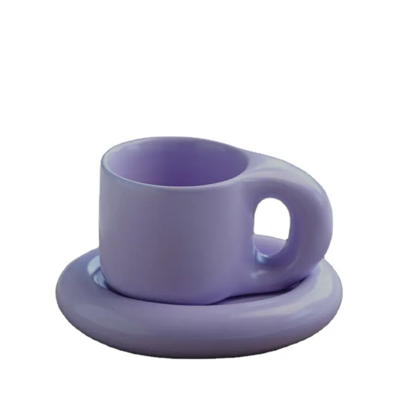 custom design logo nordic fat mug tea cups & Bring your own tea tray Ceramic Mug with cloud saucer fat mug