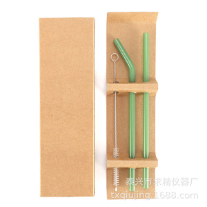 Seeking Excellence Glass <b>Straws</b> 8x215mm Transparent High Borosilicate Heat Resistant Straight Bend Set With Cleaning Brush - Product Image 5