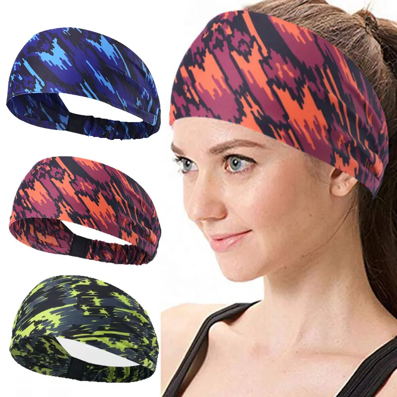 Tiara de cabelo elástica antitranspirante, para homens, secagem rápida, basquete, corrida, fitness, impressão