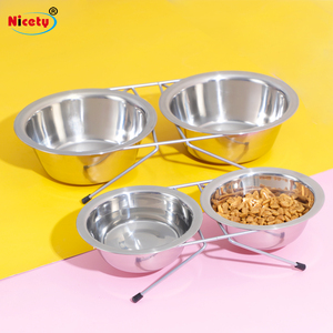 Hanging Crate Cages Food Water plate Dog Double Bowl double pet dog bowl Stainless Steel Pet Bowls Feeders Eco-friendly Stocked
