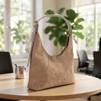 Sac à main de grande capacité de haute qualité pour femmes, sac en daim vintage marron, sac hobo à bandoulière avec sangles réglables et fermeture éclair