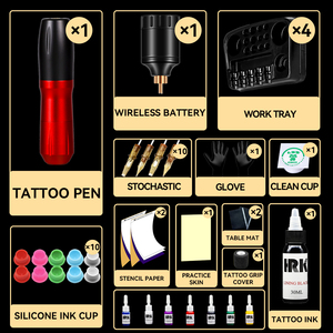 Pratique pour débutants <span class=keywords><strong>Kit</strong></span> <span class=keywords><strong>complet</strong></span> de machine à tatouer à batterie sans fil HRK avec encre - Product Image 3
