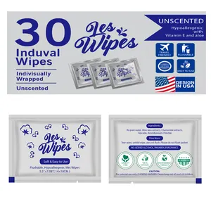 Free Sample 50 Count PH Balanced Vitamin-E Aloe Unscented Biodegradable Flushable Wet Wipes Male Toilet Wipes For Men
