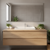 Lavabo encastré rectangulaire en céramique de haute qualité, design moderne FTD, bord fin, 90 cm, pour hôtel, 12 L, garantie 5 ans, nettoyage facile et lisse