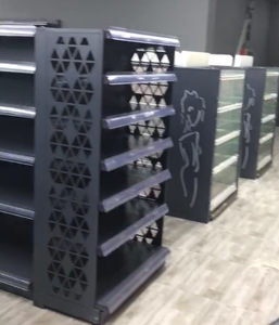 Scaffalatura Gondola in Ferro per Supermercati, Negozi di Alimentari e Convenience <span class=keywords><strong>Store</strong></span>, Grigio Scuro, Scaffale a Quattro Lati - Product Image 5