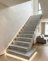 Dalles de marches d'escalier intérieures DIY avec bandes LED à détecteur de mouvement intégrées, marches en briques vitrifiées antidérapantes