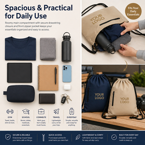 Sac à cordon en coton économique avec points de renforcement, pochette à logo personnalisé pour cadeaux d'entreprise haut de gamme - Product Image 3