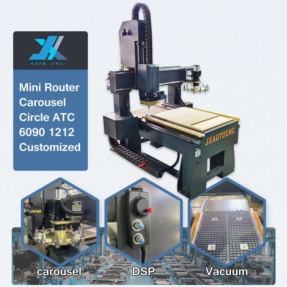 JX mesin ukir CNC 3D, poros ATC pendingin air 2,2 kW Harga 6090 Router kayu Mini