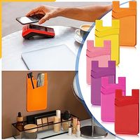 Dompet Kartu Kredit Perekat Silikon 2 Kantong Cetak Sablon Logo Kustom, Tempel Tanpa Penutup