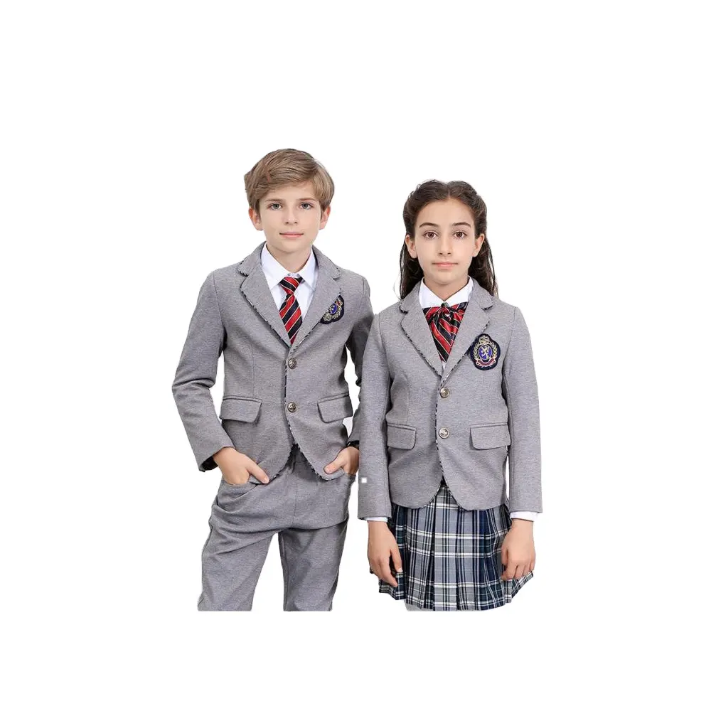 Uniforme scolaire gris, Blazer pour uniformes d'école primaire, prix d'usine chinois, modèles d'uniforme scolaire