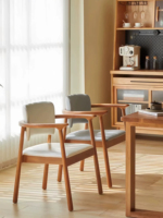 Fauteuil de salle à manger ergonomique moderne |   Siège et dossier rembourrés en cuir PU, structure en bois massif en caoutchouc |   Meuble d'appoint pour salle à manger et salon