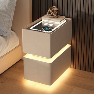 GEDO Vente en gros Table de chevet moderne à capteur LED intelligent avec station de charge sans fil Mesa De Noche Intelligent pour chambre à coucher - Product Image 4