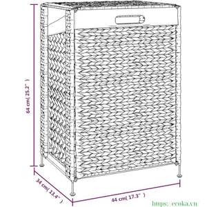 Panier à linge rectangulaire en jacinthe d'eau naturelle fait main avec couvercle, tissé à la main au Vietnam, prix de gros - Product Image 2