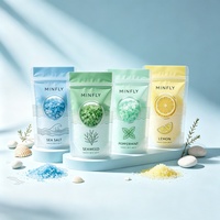 Sachets Doypack transparents pour sels de bain relaxants, avec estampage holographique personnalisé, refermables à fermeture éclair