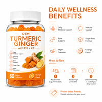 Gummies au Curcuma et au Gingembre Marque Blanche OEM ODM Formule Personnalisée Supplément Végétalien à la Pectine Saveur Orange Vente en Gros Bien-être